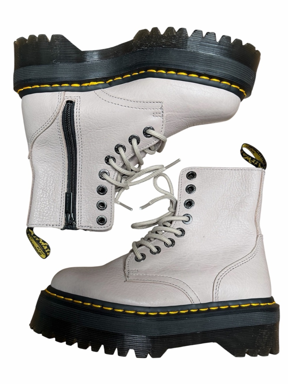 Dr. Martens Jadon III Pisa Leather Platform Boots Women’s Size 5 Vintage Taupe